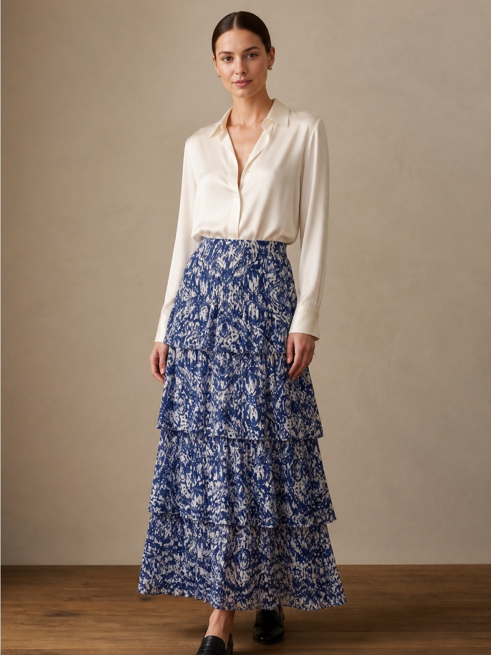 Abercombie & Fitch Tiered Ruffle Side Zip Ornamental Maxi Skirt Women's X-Small